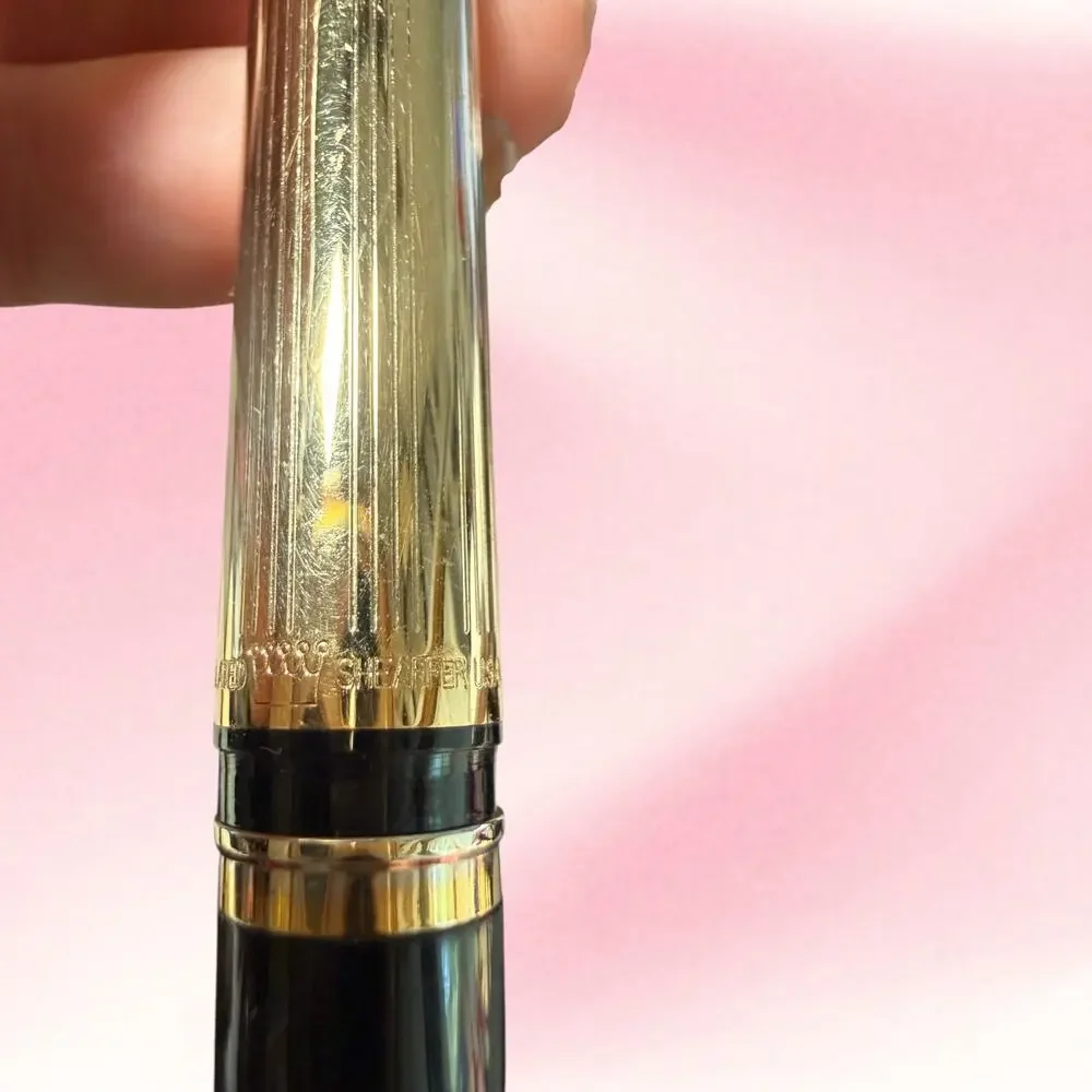Vintage Sheaffer White Dot 14K Nib Fountain Pen Marble Desk Set Letter Opener